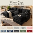 thumbnail image 4 of Toject 107.87" Modular Sectional Sofa U Shaped Cloud Couch, Chenille 4 Seat Deep Seat Sofa with 2 Movable Ottomans for Living Room Bedroom Apartment, Black, 4 of 10