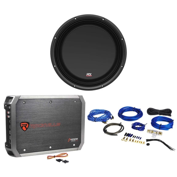 MTX 3512-04S 12" 600 Watt Shallow Slim Car Audio Subwoofer Sub Amplifier Amp Kit