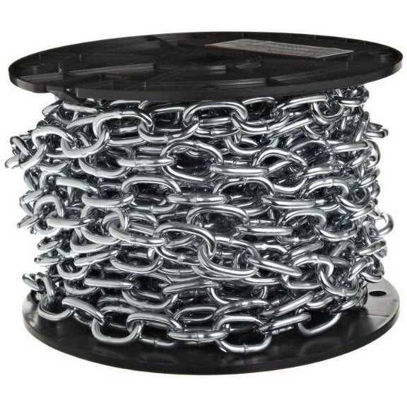 Unbranded Low Carbon Steel Passing Link Chain, Zinc Plated - 50 Ft, 0.18 In, 450 Lb Capacity