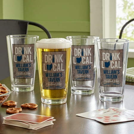 Personalized Drink Local Pub Glass-Available in Single Glass or Set of 4