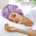 thumbnail image 2 of Silk Bonnet for Sleeping Women, Silk Bonnet, Satin Bonnet, Hair Bonnet for Sleeping Satin Bonnet for Hair Bonnets for Women Silk Bonnet for Natural Hair, Light-Purple, 2 of 7