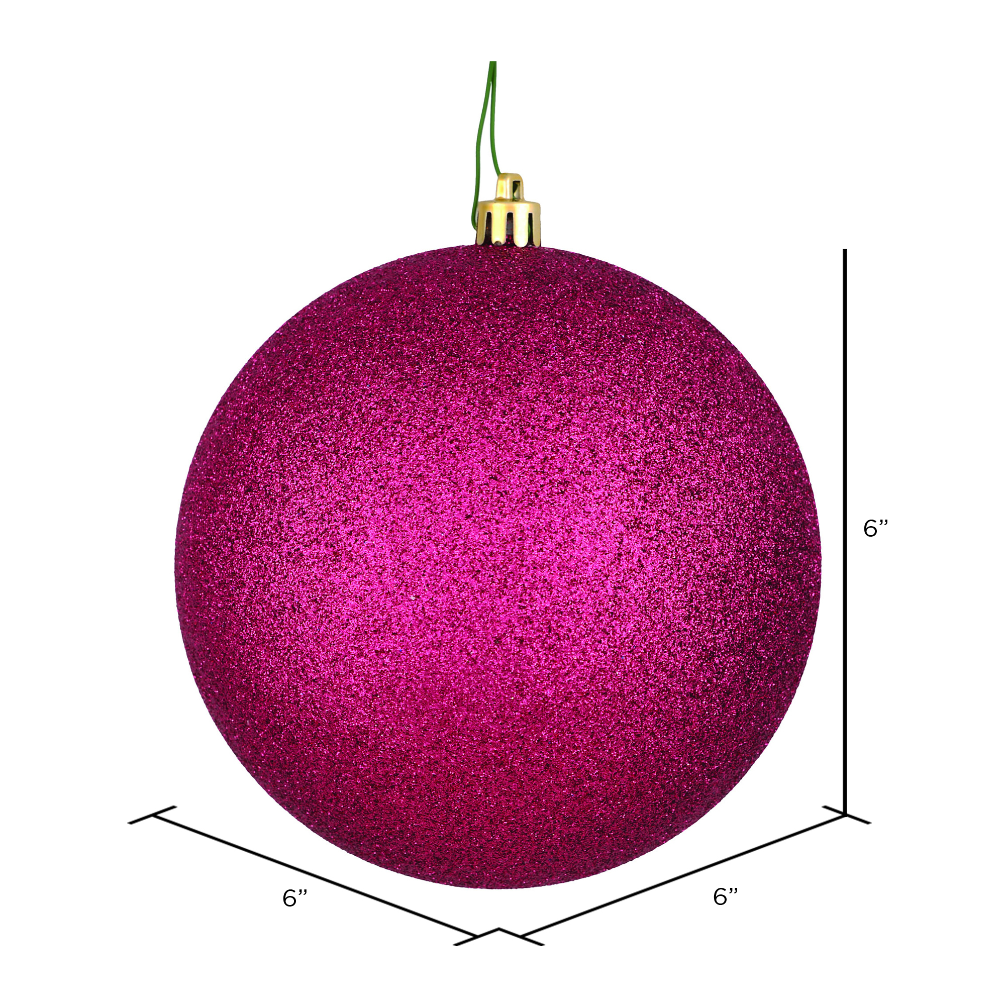 Vickerman 6" Berry Red Glitter Ball Ornament, 4 per Bag