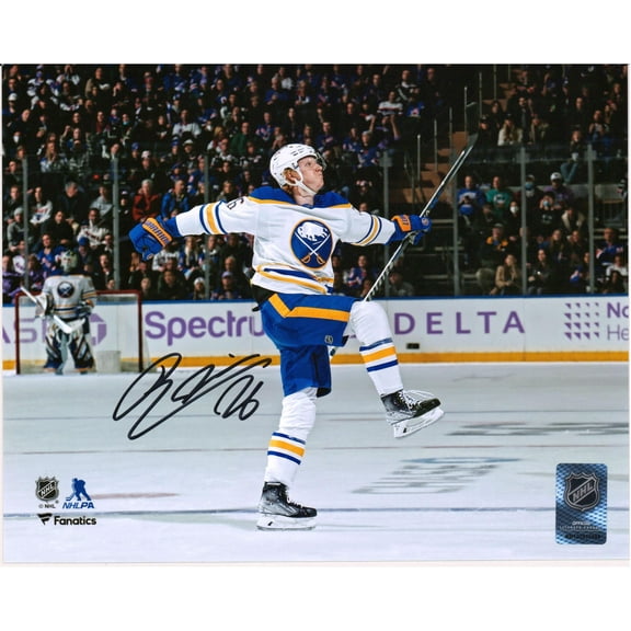 Rasmus Dahlin Buffalo Sabres Autographed 8" x 10" White Jersey Celebration Photograph - Fanatics Authentic Certified