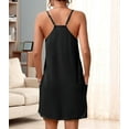thumbnail image 2 of Sleeveless Nightgowns for Women with Pockets Spaghetti Strap Dress Racerback Chemise Night Gowns Black XL, 2 of 7
