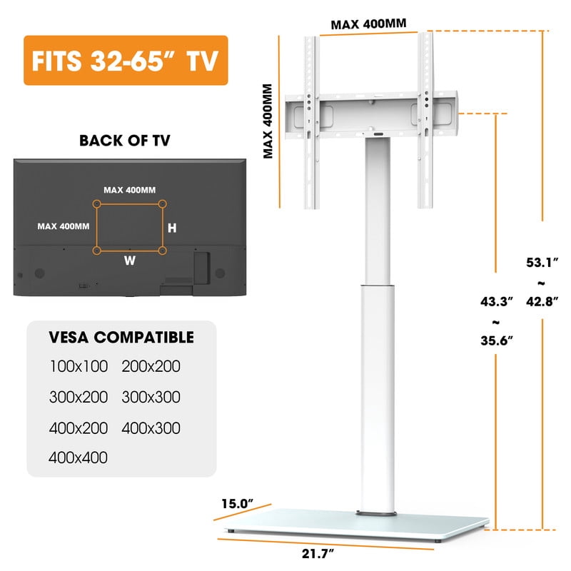 AOKCOS Floor TV Stand for 32-65 inch TVs up to 88lbs with Tilt