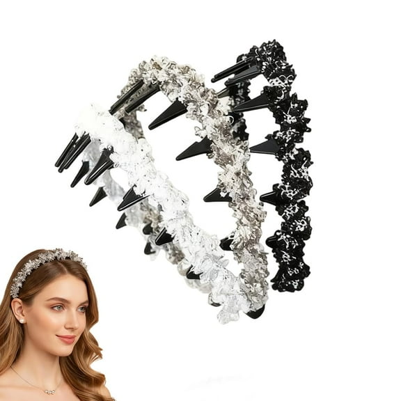 Vintage High Cranium Artificial Pearl Hairband,2025 New zig zag Headbands High Cranium Headbands For Women's Hairband with Teeth (MIX 3PCS)