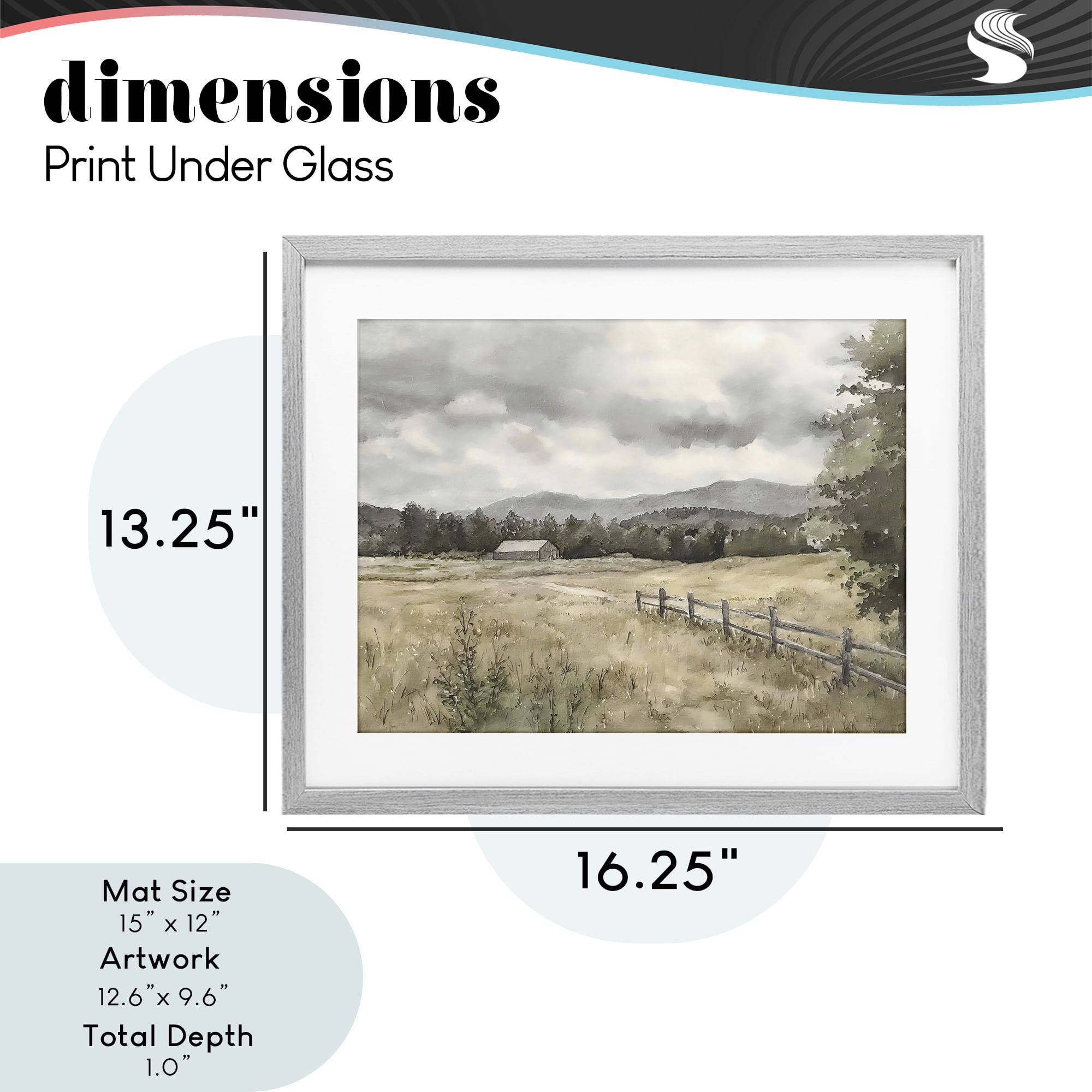 Stupell Industries Muted Valley Cottage Gray Framed Print Under Glass, design by Riley B