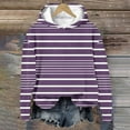 thumbnail image 2 of Womens Winter Warm Hoodies Long Sleeve Fleece Pullover Casual Loose Color Block Striped Floral Print Pullover Tops,Purple 2,2XL, 2 of 5