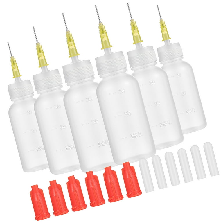 6 Sets of Precision Needle Tip Squeeze Bottles Glue Applicator
