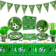 Hegbolke Green Soccer Party Supplies Set, 8.86 inch, 32.64 oz