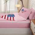 thumbnail image 5 of Manfei Cute American Flag Heart Zipper Queen Comforter Set with Fitted Sheet and 2 Pillowcases,Pink Zipper Bedding Set,Pink Reversible,4pcs, 5 of 8