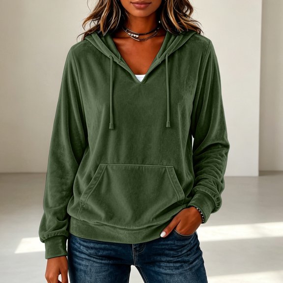 Resicozy Women Oversized Hoodie 2026 Long Sleeve Pullover Sweatshirt with Pocket Drawstring Army Green M