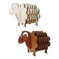 thumbnail image 1 of 2 Sets Sheep Coaster Set Wooden Sheep Figurines Home Decor, 1 of 5