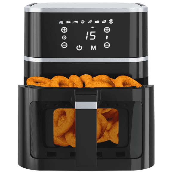 Dailygol 5.2QT Air Fryer,8-in-1 Multi-Function Kitchen Appliance,400 ℉ Max,Visible Window and Digital Screen,80% Oil-Less,Black