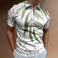 thumbnail image 2 of Sage Green Botanical Men Zipper T-shirt Summer Casual Short Sleeve T-shirt Top, 2 of 7