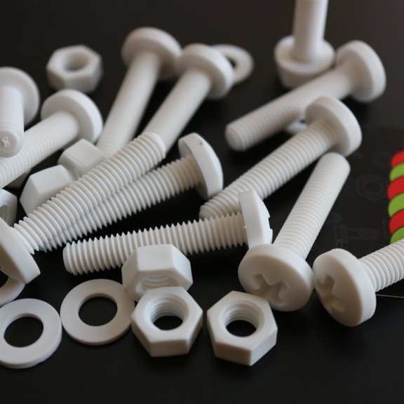 20 x White Pan Head Screws Polypropylene (PP) Plastic Nuts and Bolts, Washers, M8 x 40mm, Anti-Corrosion, Chemical Resistant, (5/16 x 1 37/64 in)
