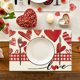 thumbnail image 4 of Manteles individuales de lino para San Valentín | Manteles aislantes con estampado de corazones rojos | Tela de lino duradera con bordes reforzados | Resistente al calor y a los arañazos |, 4 of 6