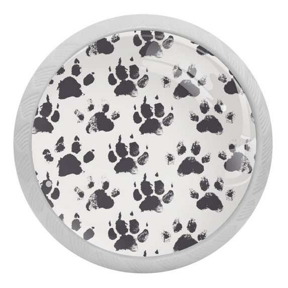 4PCS Round Paw Cabinet Fluorescence Knob Glowing in the Dark Furniture Drawer Pulls Handle with Screws