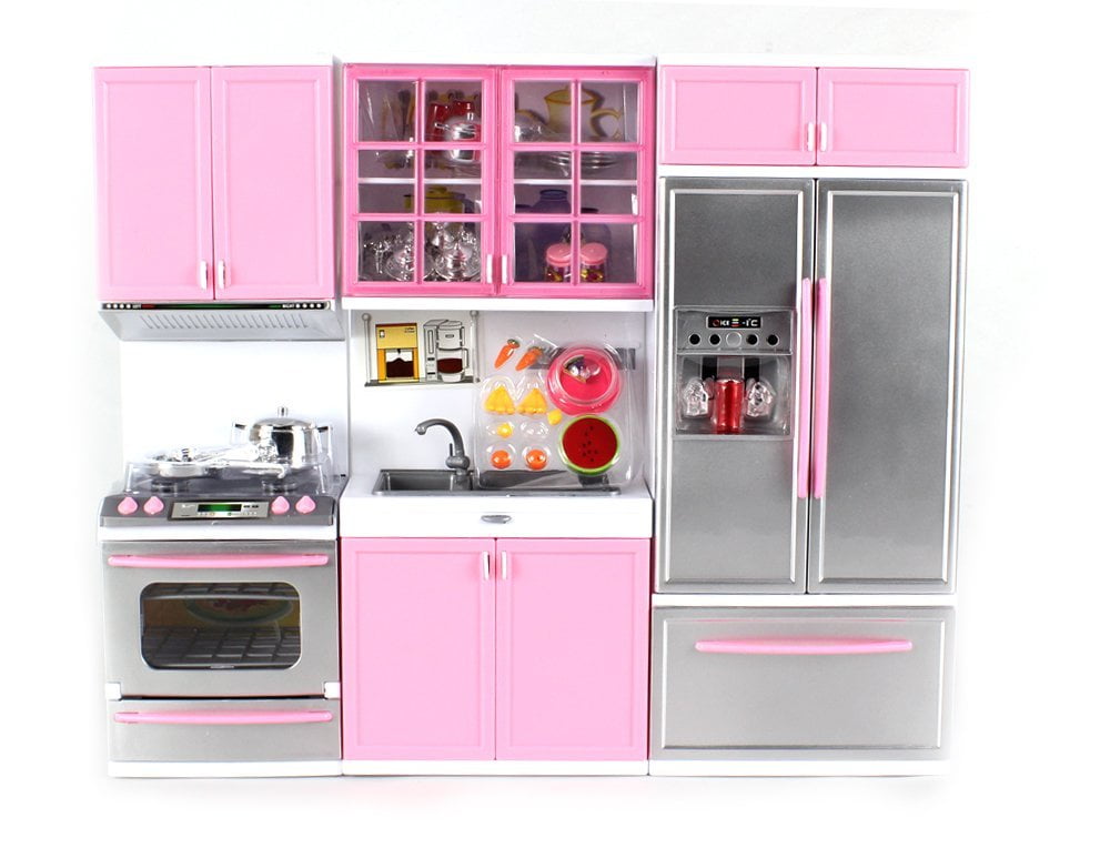 Modern Kitchen Battery Operated Toy Kitchen Playset Perfect for 11.5" Tall Doll 