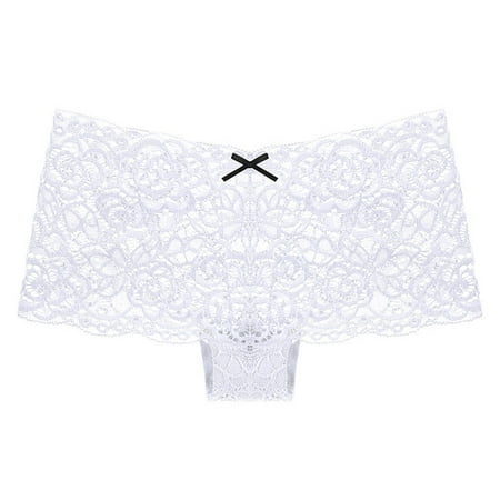 

Aayomet Womens Boxer Briefs Women Solid Color Briefs Underpants Sleepwear Underwear Shorts Homewear Lingerie Lace Bandage Panties White M