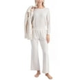 thumbnail image 2 of Muk Luks Quilted Shacket 3 Piece Lounge Set, Long Sleeve T-Shirt and Pants with Jacket, Heather Oatmeal, P/M, 2 of 8