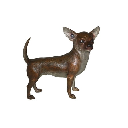 Standing Chihuahua Bronze Statue -  Size: 6"L x 16"W x 14"H.