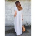 thumbnail image 3 of BadPiggies Short Sleeve Loose Maxi Dress with Pockets, Plain Casual Ankle Length Long Dress V Neck Summer T-Shirt Dress (S, Gray), 3 of 8