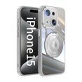 thumbnail image 5 of Allytechgroup iPhone 15 Case with Tempered Glass Lens Protector, Ring Holder Kickstand Shockproof Drop Protection Scratch Resistant Anti-Yellow Clear Back Case Cover for Apple iPhone 15, Gray, 5 of 9
