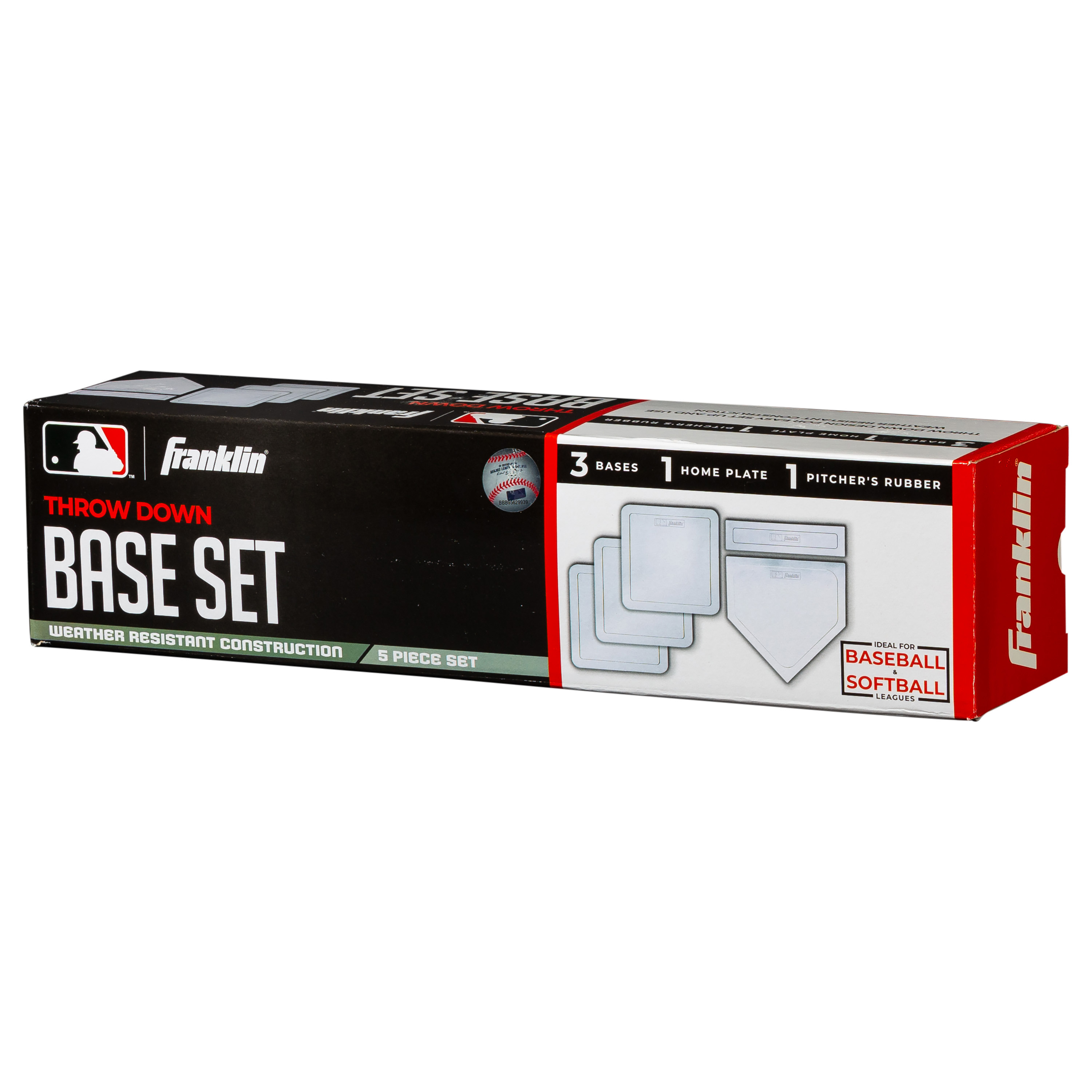 Franklin Sports Thrown Down Baseball Bases with Home Plate and Pitcher's Rubber