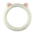 thumbnail image 3 of Bonita funda para volante de coche de peluche de gato, color blanco, elegante, práctica y fácil de montar. 36cm, 3 of 9