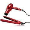 FHI Limited Edition Technique G2 1 Inch, Iron and Nano Pro 1850 Hair Dryer Set, Red
