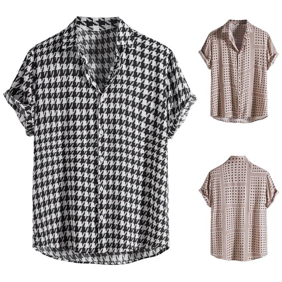 Mens Casual Short Sleeve Button Down Shirts Regular Fit Casual Exotic Beach Summer Shirts Black L