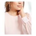 thumbnail image 3 of Q+A Los Angeles Womens Pink Pleated Sheer Keyhole Long Sleeve Crew Neck Top Juniors S, 3 of 4