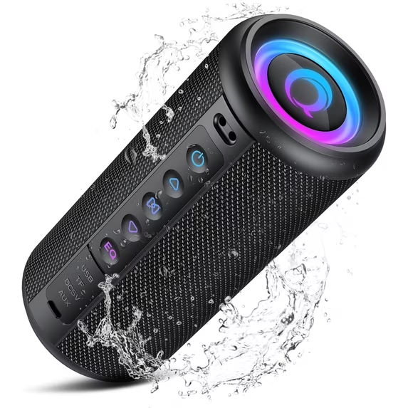 Portable Bluetooth Speaker, Bluetooth 5.4 Wireless Speaker, IPX7 Waterproof Outdoor Speaker with RGB Party Lights, 20W Stereo Sound, 20H Playtime, TWS Pairing for Camping, Beach, Home Party
