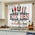 thumbnail image 4 of Rustic Country Farmhouse Kitchen Curtains Short Small Wooden Board Fork Spoon Rod Pocket Red Black White Funny Quotes Bedroom Living Room Treatment Fabric 2 Panels 27.5Wx39H Inch, 4 of 5