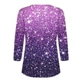 thumbnail image 4 of UPPADA Blouses Grande Taille pour Femmes Manches 3/4 Imprimé Floral Teinture Tee-Shirts Décontractés Tendance Col Rond Confortables Pull-Over Hauts d'Été Mignons Hauts Manches 3/4 pour Femmes, 4 of 5