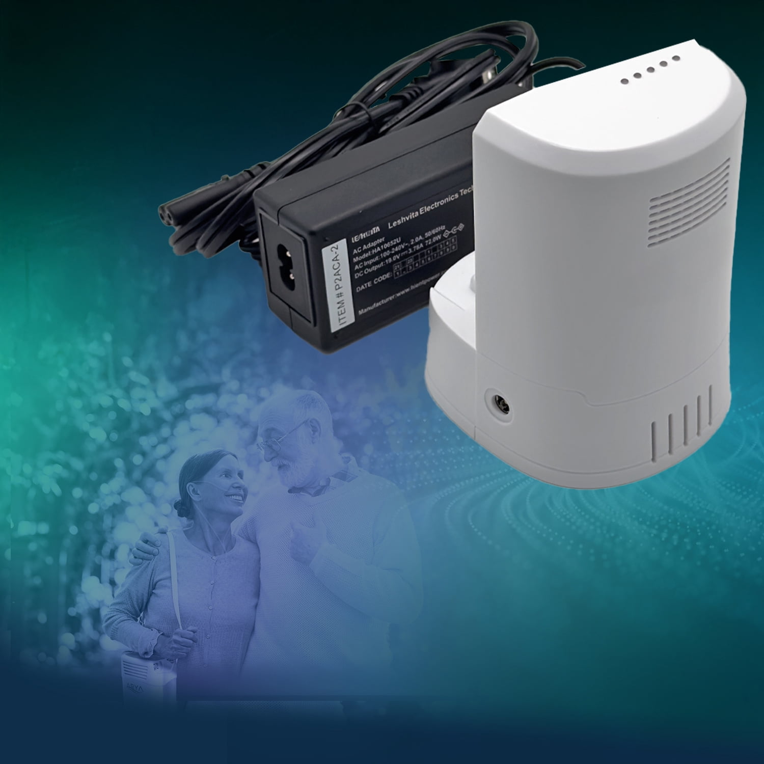 External Battery Charger w/AC Power Cord for ARYA Airtivo Max/Rhythm P2, P2-E6, P2-E7 Portable Oxygen Concentrator