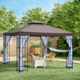thumbnail image 2 of Outsunny 10'x10' Garden Gazebo Outdoor Sunshade Portable w/ Screen, Coffee, 2 of 10