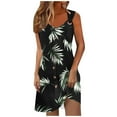 thumbnail image 2 of Ovzne Robes Grande Taille pour Femmes Rondes Robe pour Femme Robe de Vacances Printemps et Été à Boutons Col en V avec Bretelles Robe de Vacances Imprimée en Liquidation, 2 of 5