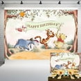 thumbnail image 3 of Pooh Bear Happy Birthday Backdrop Classic Winnie and Friends in Woods Background Neutral Green Party Decorations 7x5 ft, 3 of 5
