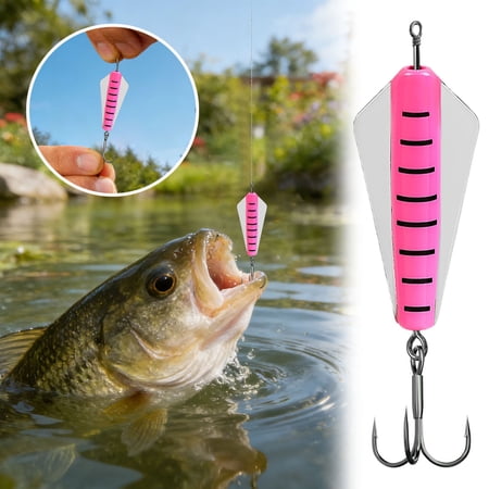 2 Inch Metal Casting Fishing Spoon Lure Sharp Treble Hook Bait with Stable Swimming Posture for Freshwater Saltwater Angling White & Pink