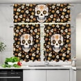 thumbnail image 5 of Halloween Skeleton Flower Kitchen Curtains Valance and Tier Set Snowflake Rod Pocket Curtains for Living Room Bedroom Bathroom Window Drapes, 5 of 6