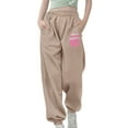 thumbnail image 3 of SonxaHe Toddler Girls' Pants Stretch Waist Jogger Sweatpants Kids Loose Cozy Athletic Casual Cargo Pants Beige,Sized 4-5, 3 of 3