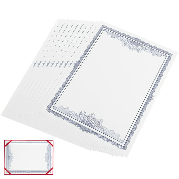10 hojas de papel para certificados en blanco, imprimibles y escribibles, para uso en oficina.