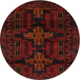 thumbnail image 1 of Ahgly Company Tapis Rond Traditionnel Lavable en Machine pour Intérieur, Marron, 4 Pieds Rond, 1 of 7
