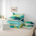 thumbnail image 6 of jejeloiu Aesthetic Geometric Art Bedding Comforter Set 7 Pieces,Gpld Splatter Gold Full Bedding Set,Green Tie-Dye Fitted Sheet Flat Sheet,Lightweight Room Decor Reversible, 6 of 8