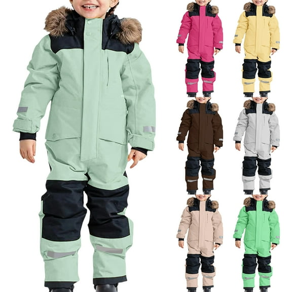 Mifsaly Girls Boys Snowsuit Unisex Kids Ski Suit Waterproof Windproof Winter Thermal Snowsuit Thicken Warm Outdoor Overalls Snowboard 2025 Cold Weather Workout Outfits