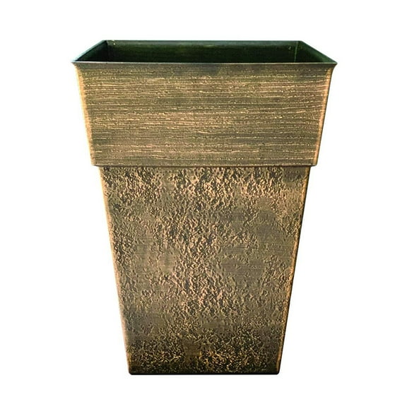 The HC Companies Avino 13 Inch Square Resin Planter Pot, Celtic Bronze