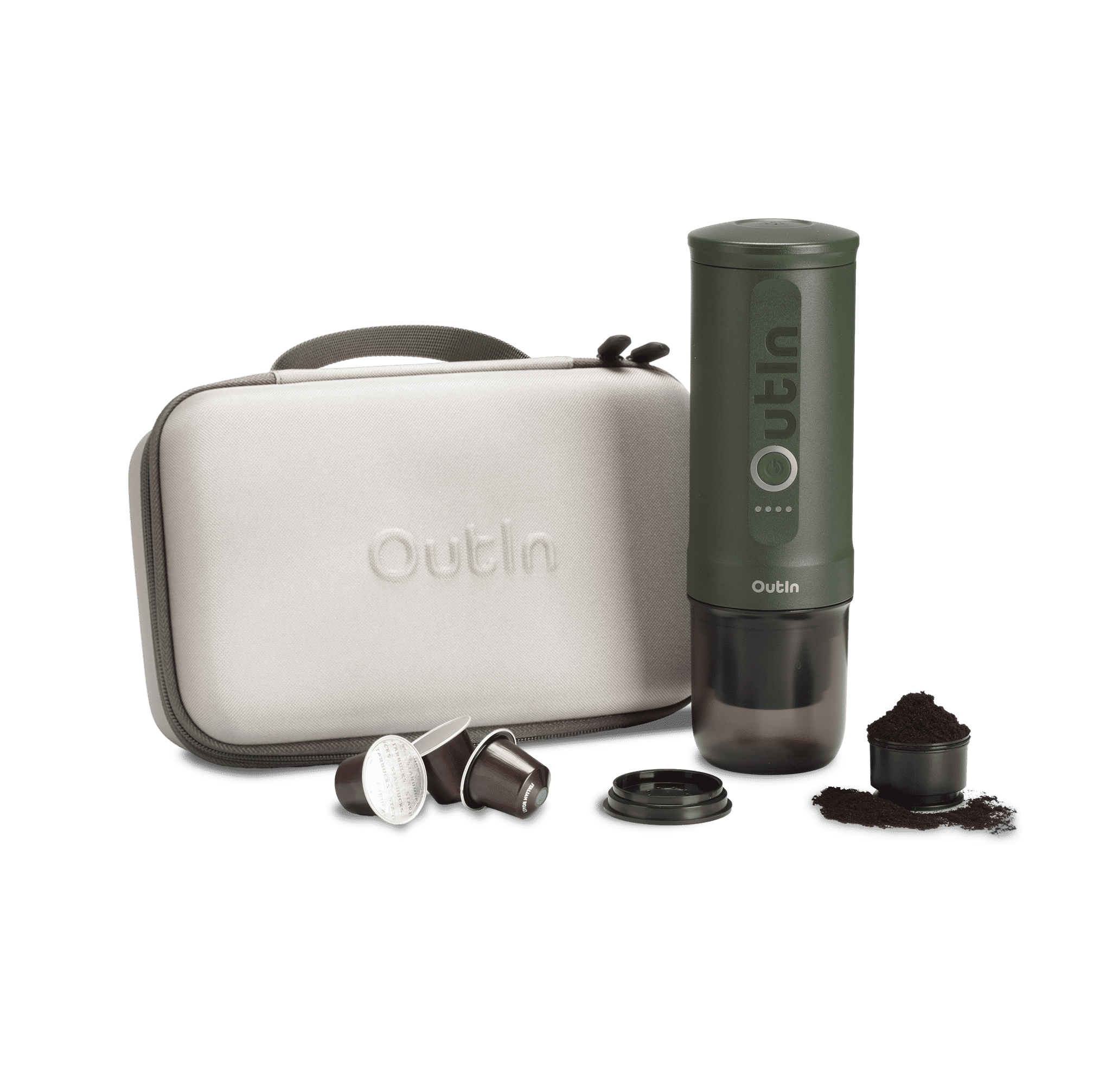OutIn Nano Portable Electric Espresso Machine Travel Kit (Forest Green)