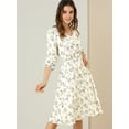 thumbnail image 2 of INSPIRE CHIC Robe Midi à Manches Longues Imprimé Floral Col en V pour Femmes, 2 of 6